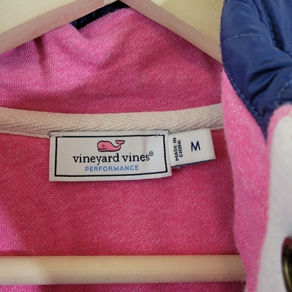 Vineyard Vines Performance Pink Navy Pullover Sweatshirt Sz M Athleisure Outdoor - Picture 10 of 12